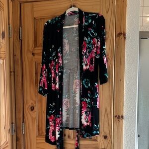 Floral Black Women's Robe